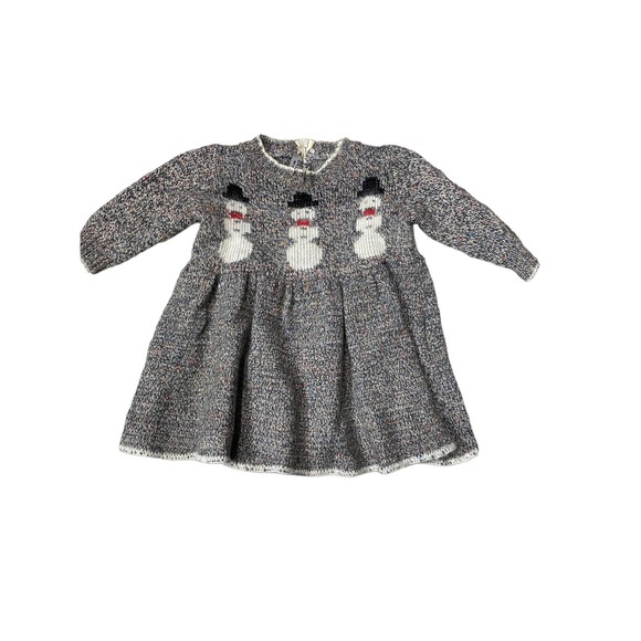 Buci Baby By Susan Anderson Grey Long Sleeve Crew Neck Holiday Sweater Dress 12M